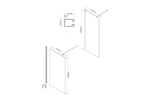 Душевая перегородка Vincea Walk-In 110х200 черная матовая стекло тонированное - 3