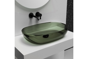 Раковина накладная прозрачная ABBER Kristall AT2805Vesuvian оливковая