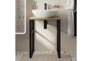 Консоль DIWO Элиста 60 светлое дерево, с раковиной Moduo 55 Leaf