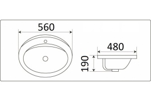 Раковина встраиваемая CeramaLux N 56 см белый (9413) - 2