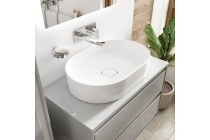 T298101 STRADA II Oval Vessel Умывальник 60 см без отверстия под смеситель, для монтажа с мебелью, без отверстия перелива, с керамической накладкой - 3