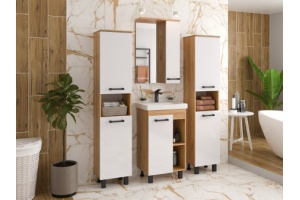 Шкаф-пенал Misty Крафт 35 белый - светлое дерево - 3