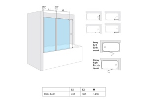 Шторка на ванну Excellent Fliper 80х140 профиль хром стекло прозрачное - 3