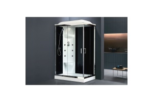 Душевая кабина Royal Bath 120x80 L стекло прозрачное задняя стенка черная с гидромассажем - 2