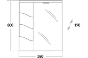 Зеркало-шкаф Onika Лайн 58 R с подсветкой, белый (205820) - 3