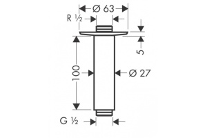 Кронштейн для верхнего душа Hansgrohe Raindance шлифованный никель - 2