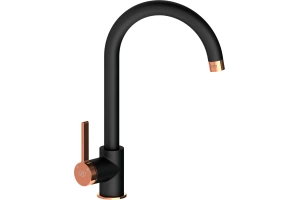 Смеситель для кухни GPD Gildo черный матовый - розовое золото