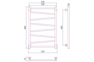 Полотенцесушитель водяной ДР Сирокко 800х500 (Без покрытия) - 3