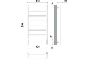 Электрический полотенцесушитель Terminus Евромикс квадро П8 400x850 Хром - 3