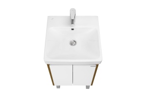 Тумба под раковину Aquaton Сканди Doors 45 белый - светлое дерево - 3