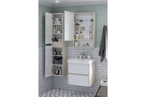 Комплект мебели Aquaton Сканди 55 белый - светлое дерево - 2