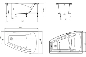 Акриловая ванна Roca Hall Angular 150x100 R - 3