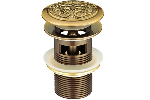 Донный клапан Bronze de Luxe Орнамент click-clack Бронза, 21989