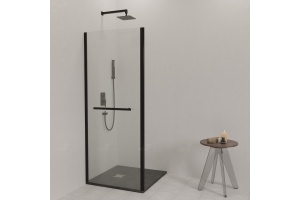 Боковая стенка RGW Z-060-3B 100x200 профиль черный стекло прозрачное