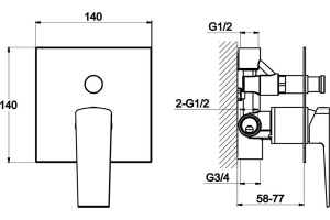 Смеситель BelBagno Arlie ARL BASM CRM С ВНУТРЕННЕЙ ЧАСТЬЮ, для душа - 2