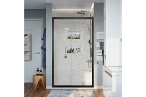 Душевая дверь в нишу STWORKI Стокгольм 110 см профиль черный матовый