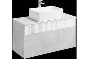 Тумба с раковиной Aquaton Марбл 100 белый-серый