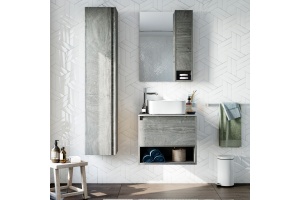 Мебель для ванной STWORKI Карлстад 60 дуб рошелье, роверелла, с отверстием под смеситель в столешнице