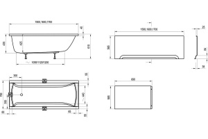 Экран для ванны фронтальный RAVAK U (CZ001V0A00) - 2