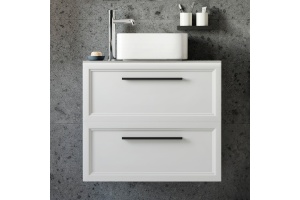 Тумба с раковиной STWORKI Эстерсунд 75 белая матовая, монте тиберио с отверстием под смеситель в столешнице