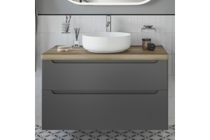 Тумба с раковиной STWORKI Берген 100 серая со светлой столешницей, Moon 1