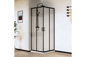 Душевой уголок Vincea City 90х90 профиль черный стекло прозрачное