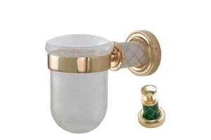Стакан для зубных щеток Boheme Murano золото с зеленым