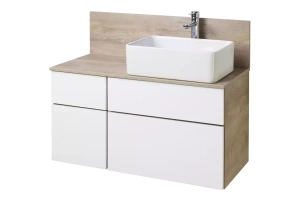 Тумба с раковиной Mila 50 и столешницей Aquaton Мишель 100 белый-светлое дерево
