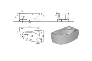 Акриловая ванна Kolpa San Calando 150х85 правая белая - 3