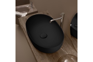 Kerasan Nolita Раковина накладная 60х40 см, без отв под смеситель, цвет черный матовый