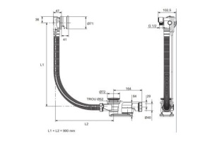 Слив-перелив Jacob Delafon с функцией наполнения ванны E6D134-CP - 2