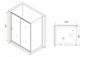 Душевой уголок RGW Passage PA-76 140х80 профиль хром стекло прозрачное - 3