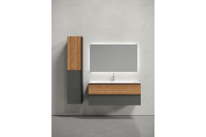 Тумба под раковину Sancos Delta 119х44 серая - светлое дерево - 2