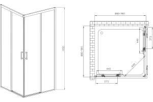 Душевой уголок Vincea Soft 90х90 профиль черный стекло прозрачное - 3