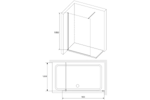 Душевая перегородка RGW Walk In WA-010B 90х195 профиль черный стекло прозрачное - 3