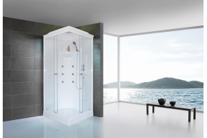 Душевая кабина Royal Bath HP 80x80 профиль белый стекло прозрачное с гидромассажем - 2