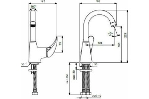 Смеситель для раковины Vidima Orion хром (BA364AA) - 2