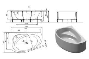 Ванна акриловая Kolpa San Libretto 170х110 L белый - 3
