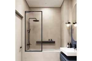 Шторка на ванну Veconi Palau PL-85B 90 см, профиль черный - 2