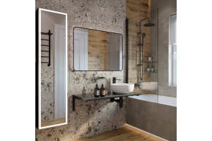 Столешница с раковиной DIWO Элиста 100 чёрный мрамор, с раковиной Moduo 40 RING - 3