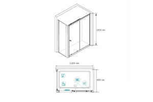 Душевой уголок RGW Classic CL-48B 120x80 профиль черный матовый стекло прозрачное - 3