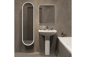 Комплект  Раковина DIWO Ярославль 0115 + Зеркало DIWO Кострома 60 с подсветкой + Сифон для раковины Wirquin Минор с отводом для стиральной машины + Пь