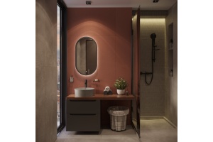 Мебель для ванной STWORKI Берген 60 серая с темной столешницей 122, Bocchi Vessel 1174-006-0125