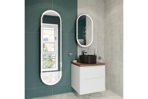 Мебель для ванной STWORKI Берген 60 белая с темной столешницей, раковина BOCCHI Vessel 1174-004-0125 черная матовая - 2