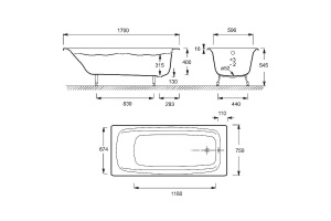 Чугунная ванна Jacob Delafon Diapason E2937-S-00 170x75, без ручек - 3