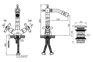 Смеситель Cezares Retro BS2-02 для биде - 2
