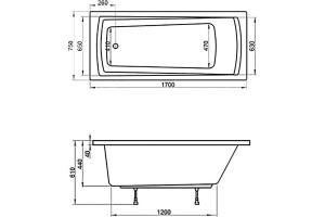 Акриловая ванна Ravak Domino Plus 170x75 - 2