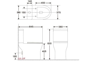 Roll 2-C-1 Бачок для унитаза напольного Слив 4,5/3л подключение снизу (240207) - 2