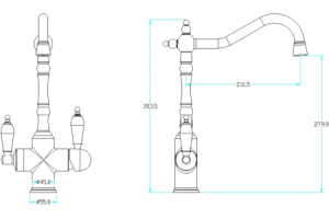Смеситель для кухни Boheme Tradizionale золото с кристаллом Swarovski - 3