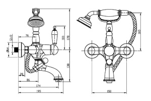 Смеситель для ванны Boheme Tradizionale Nero (243) - 2